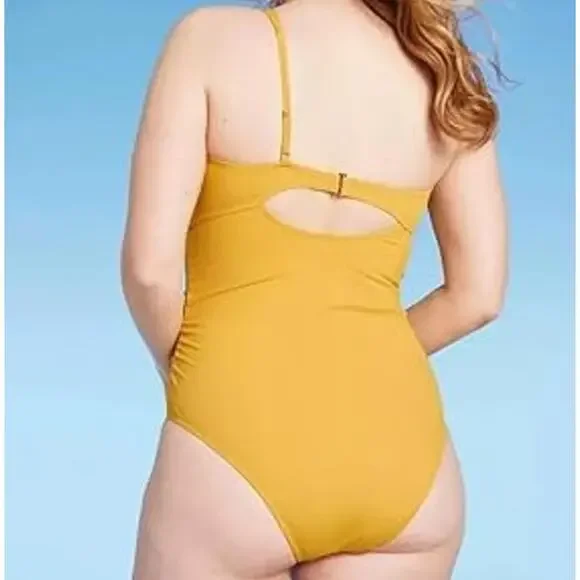 Shade & Shore Women's Asymmetric Twist One Piece Swimsuit Sz XL - Picture 2 of 9